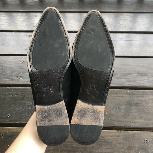 Black Frye Ellie Nubuck Leather Slip On Mules 10 - Picture 4 of 6